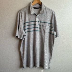 Men’s Travis Mathew Grey Stripe Short Sleeve Polo Shirt Size XL